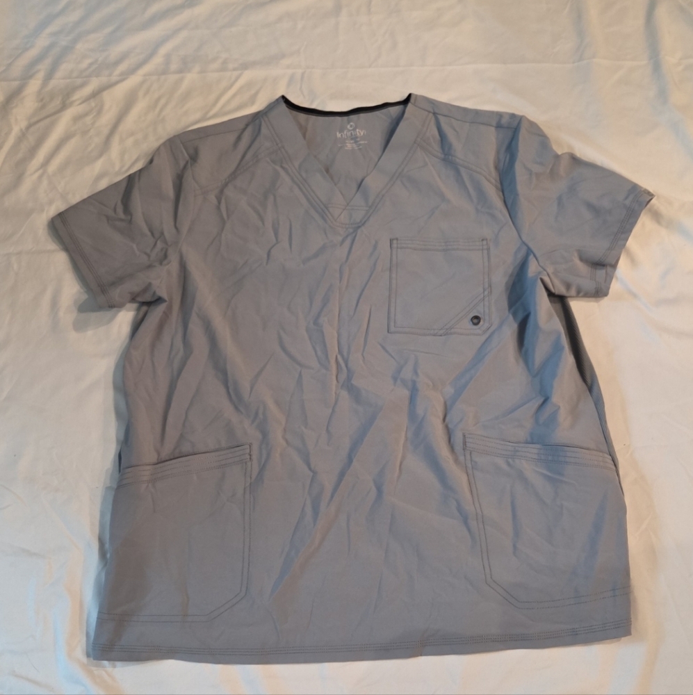 Infinity men's size XL grey medical scrub top #WT2